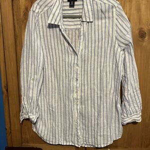 Jones New York Blue and White Striped Top
